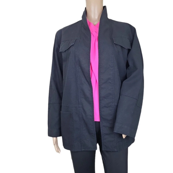 Wilfred 100% Cotton Wrap Utility Jacket Black - Picture 4 of 5